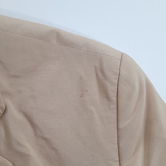 Vintage 1980s 100% Silk Peacoat Sand Tan Coat Long Blazer Jacket Quiet Luxury - Picture 7 of 15